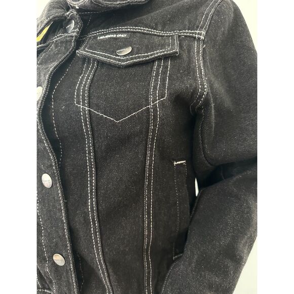 Members Only Looney Tunes Reversible Black Trucker Jacket Black Size Small - Picture 10 of 16